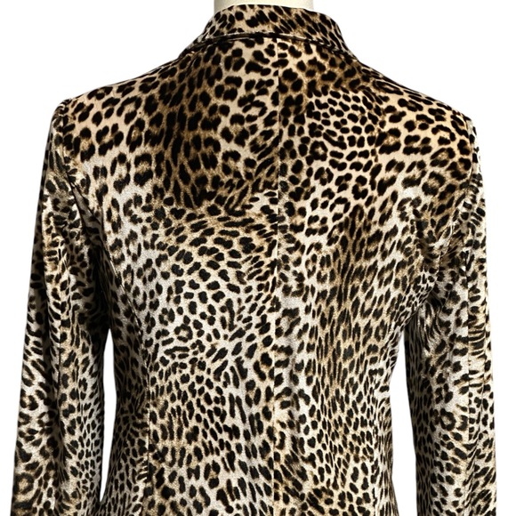 Libby Edelman Leopard Print Blazer Casual Velour Animal Print Jacket Size Medium - Picture 6 of 7
